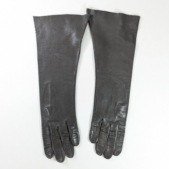 Vintage brown Real Kid leather gloves size 6.5 - Picture 1 of 6